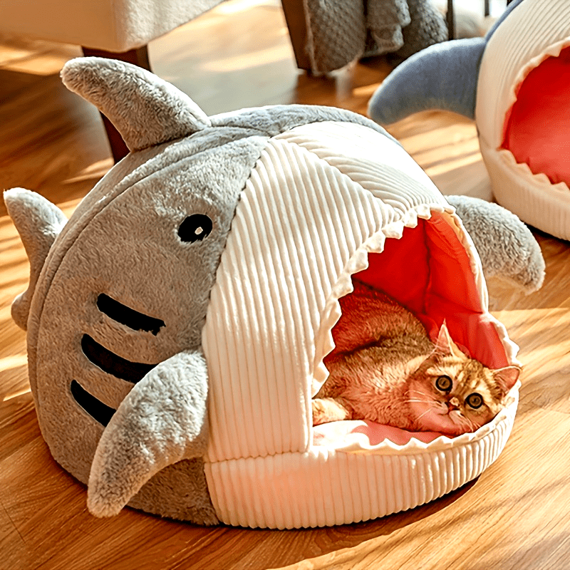 Shark-Shaped Cat Bed
