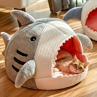 Shark-Shaped Cat Bed