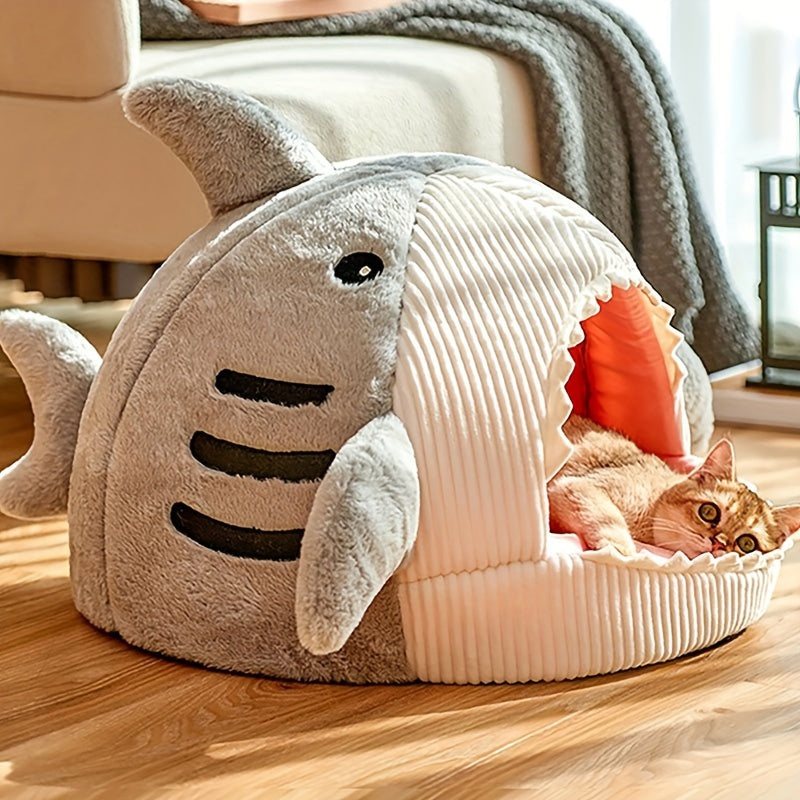 Shark-Shaped Cat Bed